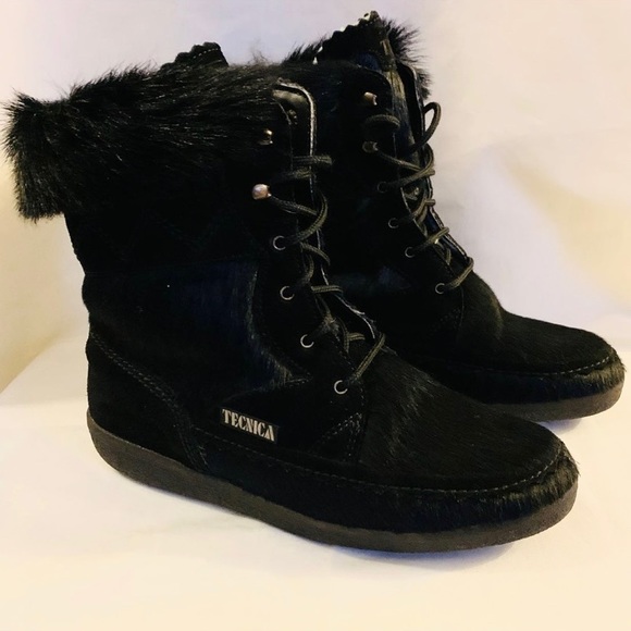 TECNICA Italian Leather and Fur Alpine Ski Lodge Boots - Picture 3 of 6